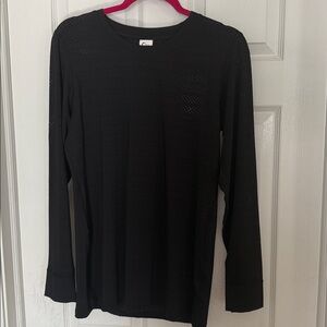 ZYIA Black Perforated Long Sleeve Top